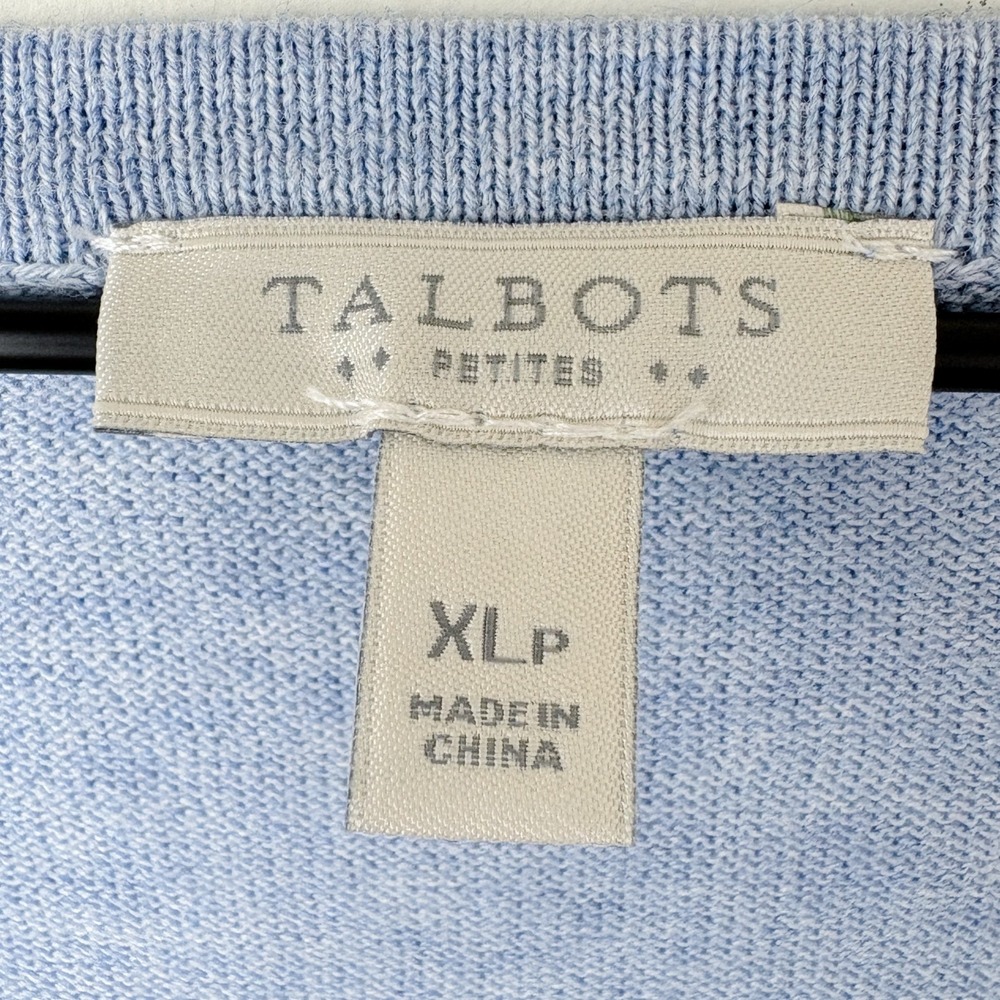 Talbots 100% Cotton Sweater Fish Sweater Womens XL Petite Blue Coastal Nautical - Picture 2 of 7